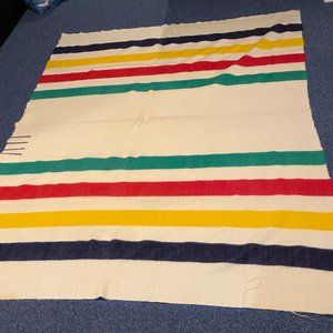 Vintage Hudson Bay Blanket wool double bed size 74x90